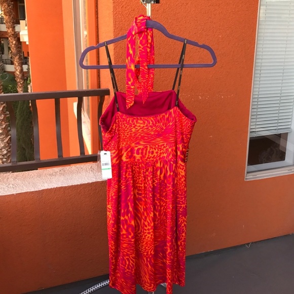 💕HP💕Laundry by Shelli Segal orange print halter dress - Picture 8 of 11